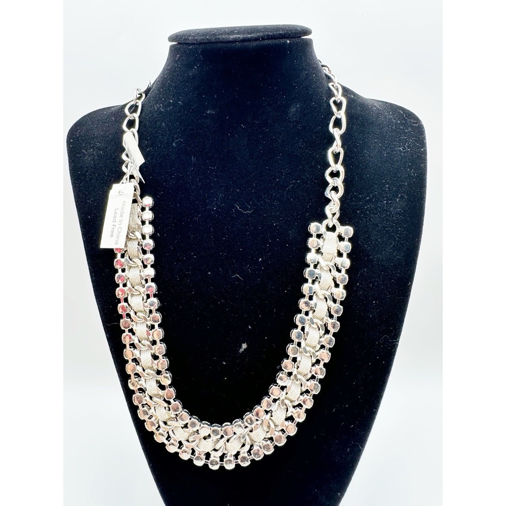 Dramatic Bling Sparkly Crystal Statement Necklace Silver Tone By TASHA NWT - Picture 4 of 6